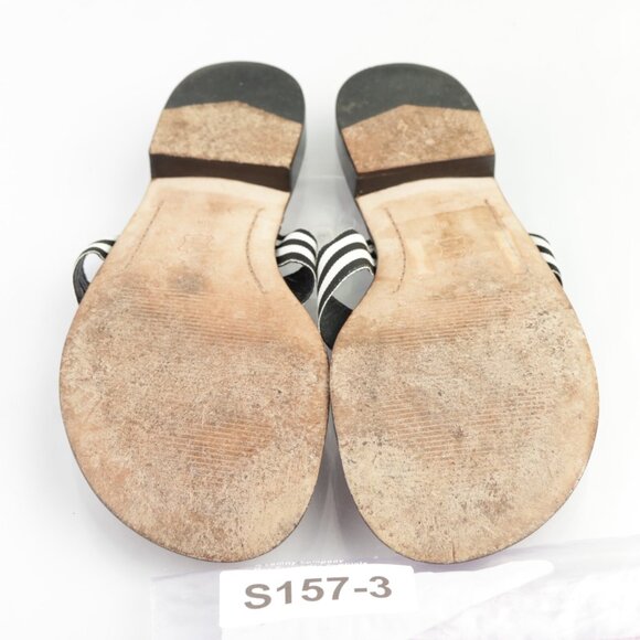 Talbots Womens Sandals Size 9 Black White Crossgrain Ribbon Thong Flip Flops - Picture 9 of 13